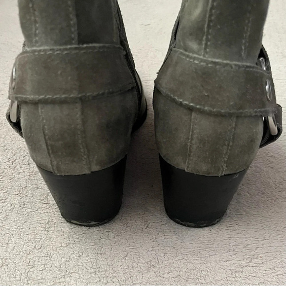 Marc Fisher Mlhalie Ankle Boot-Gray-Suede-Womens 8-Harness-Moto-Punk-Grunge-EUC - Picture 7 of 10